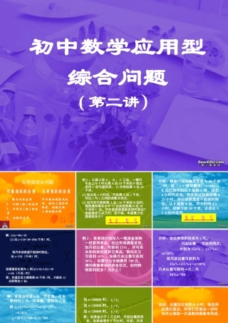 初中数学应用型综合问题二 北师大版 课件