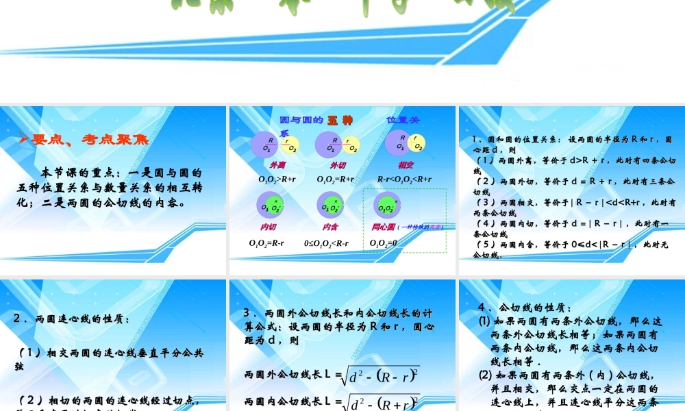 北京名师独家讲解 圆与圆的位置关系 课件