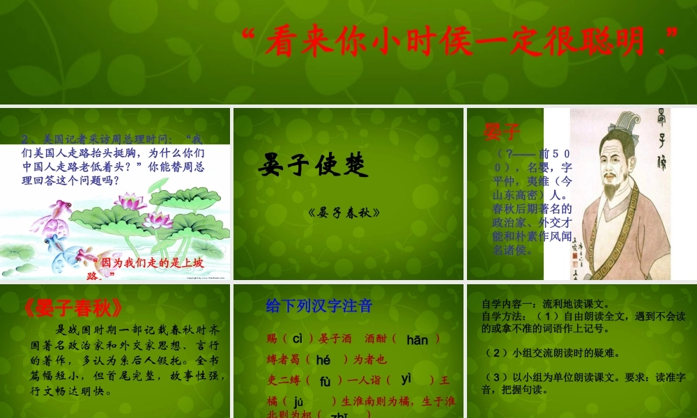 八年级语文上册 10 晏子使楚课件 苏教版 课件