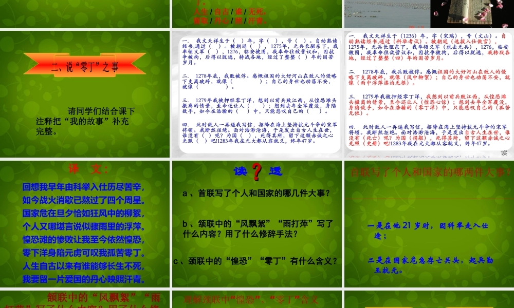 八年级语文上册 9(古诗四首)过零丁洋课件2 苏教版 课件