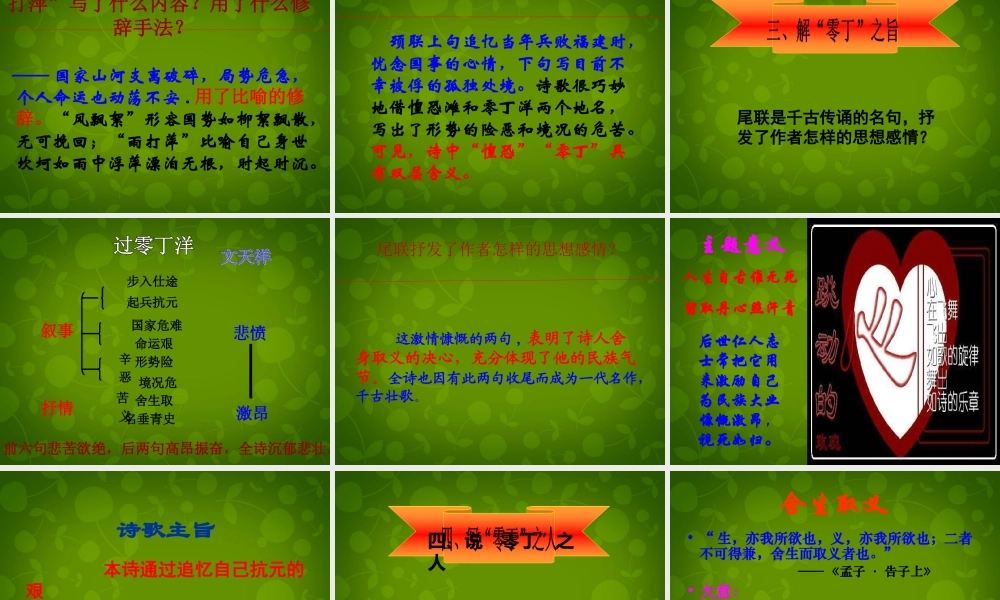 八年级语文上册 9(古诗四首)过零丁洋课件2 苏教版 课件