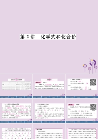 中考化学总复习 第1编 教材知识梳理 第4单元 自然界的水 第2讲 化学式和化合价(精讲)课件