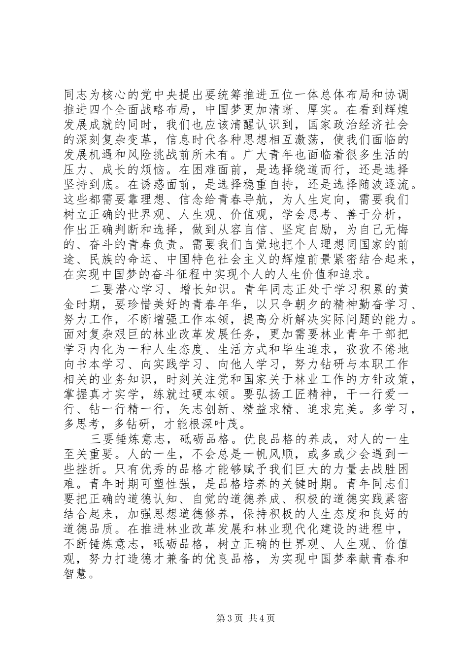 在“五四”青年表彰座谈会上的讲话_第3页