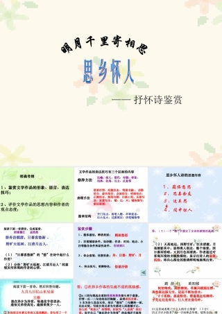 人教版诗歌鉴赏之思乡怀人诗 课件