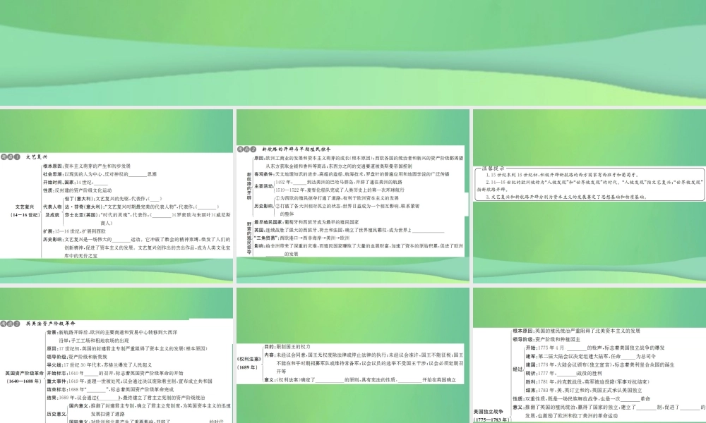中考历史复习 第十六讲 近代的开端和新制度的确立课件 岳麓版 课件