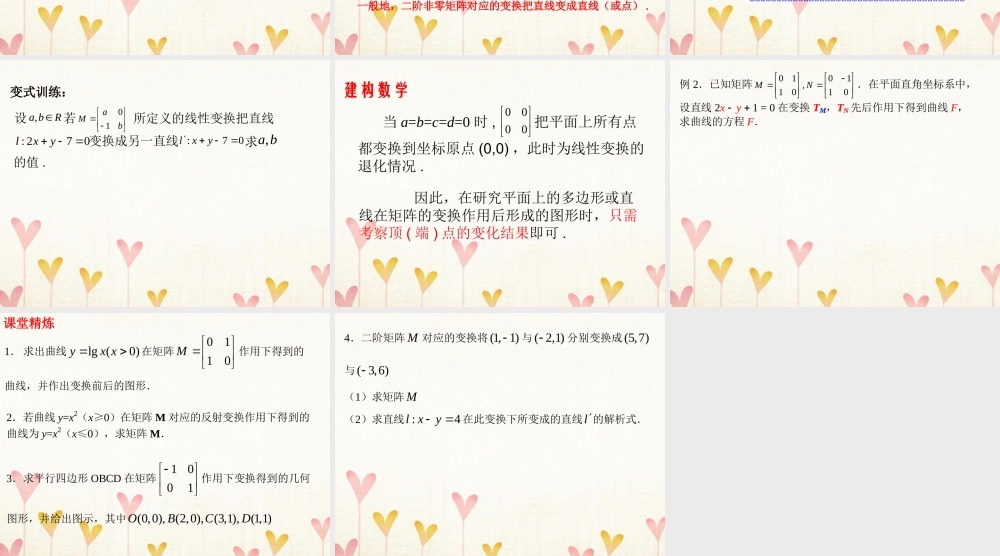 数学 第二讲 变换的复合与二阶矩阵的乘法 二 矩阵乘法的性质 2.2.3 反射变换课件 新人教A版选修4 2 课件