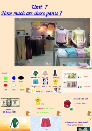 中学七年级英语 (Unit7 How much are these pants)课件2 课件