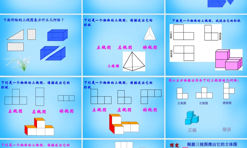 九年级数学下册 292(三视图)三视图描述几何体课件1 新人教版 课件