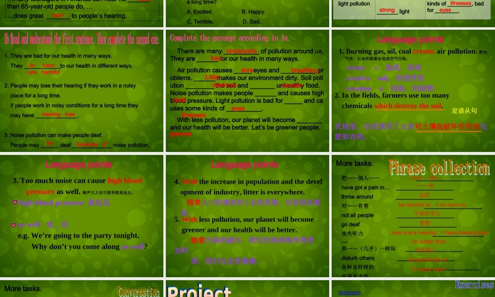 九年级英语上册 Unit 2 Topic 1 Pollution has causes too many problems Section D课件 (新版)仁爱版 课件