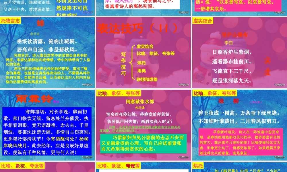 古典诗歌鉴赏表达技巧 高考专题指导 诗歌鉴赏课件锦[整理17套]人教版 高考专题指导 诗歌鉴赏课件锦[整理17套]人教版