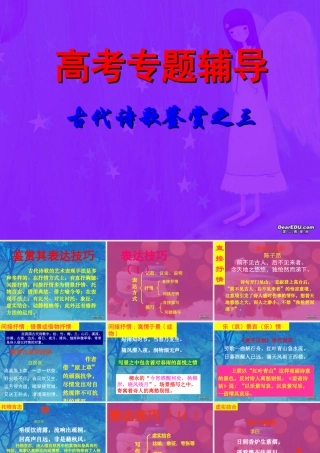 古典诗歌鉴赏表达技巧 高考专题指导 诗歌鉴赏课件锦[整理17套]人教版 高考专题指导 诗歌鉴赏课件锦[整理17套]人教版
