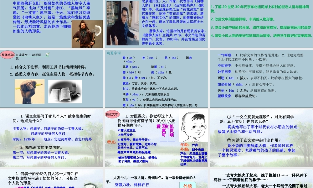 九年级语文下册 第二单元 8(蒲柳人家(节选))导学课件 新人教版 课件