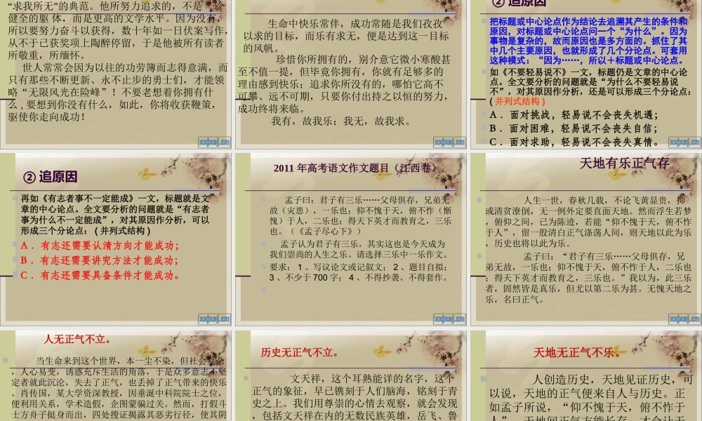 《议论文分论点的提炼与表达》课件