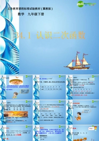 九年级数学下册 341 认识二次函数课件 冀教版 课件