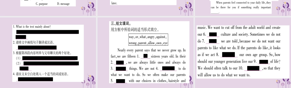 九年级英语全册 Unit 7 Teenagers should be allowed to choose their own clothes Section B作业课件 (新版)人教新目标版 课件