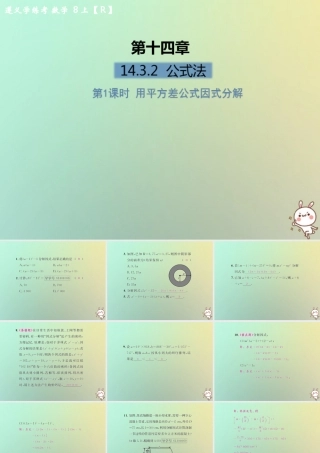 八年级数学上册 第十四章 整式的乘法与因式分解 14.3 因式分解 14.3.2 公式法 第1课时 用平方差公式因式分解习题课件 (新版)新人教版 课件