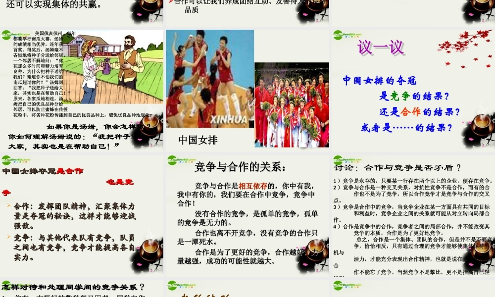 八年级政治下册 (生命共舟——合作与共赢)课件1 人民版 课件