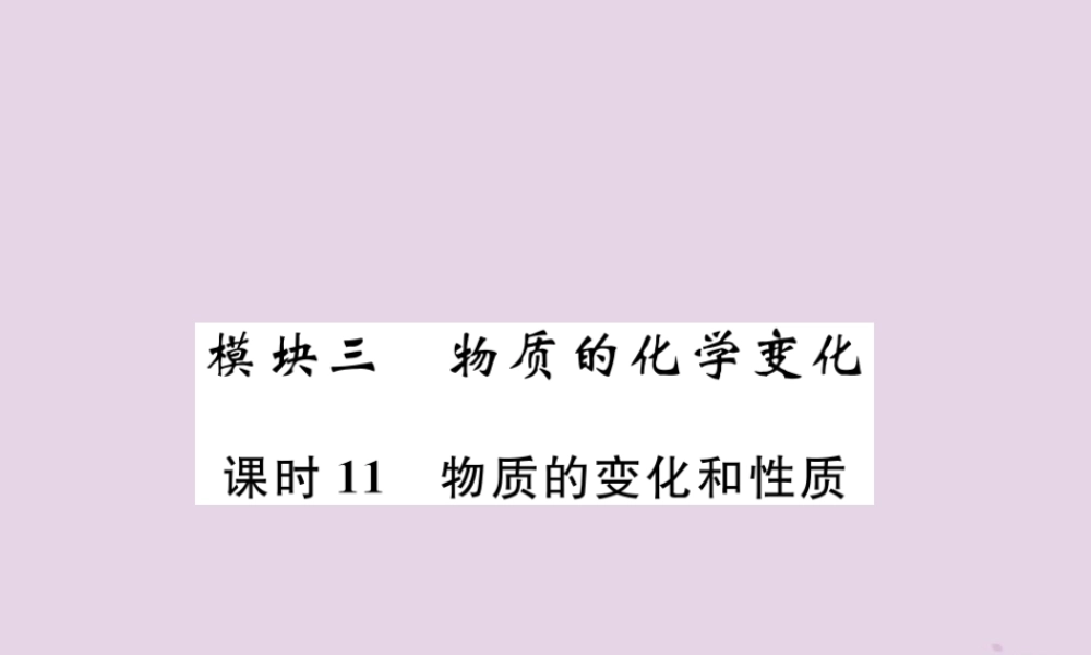 中考化学总复习 第1编 主题复习 模块3 物质的化学变化 课时11 物质的变化和性质(精练)课件