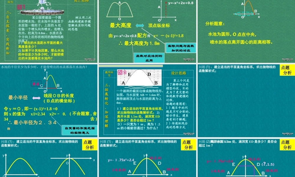 二次函数的实践与探索 2006年广东省初中数学说课课件(含ppt,flash)