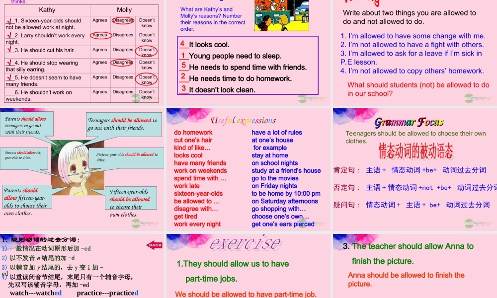 九年级英语上册 Unit 3(Teenages should be allowed to choose their own clothes)period 1课件 人教新目标版 课件