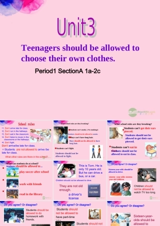 九年级英语上册 Unit 3(Teenages should be allowed to choose their own clothes)period 1课件 人教新目标版 课件