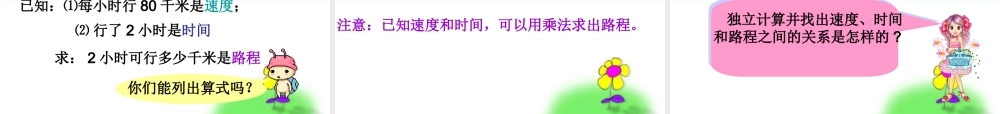 人教新课标数学四年级上册《速度、时间、路程之间的关系》PPT课件