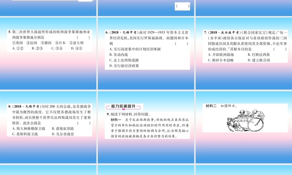 九年级历史下册 第4单元 经济大危机和第二次世界大战易错点拨课件 新人教版 课件