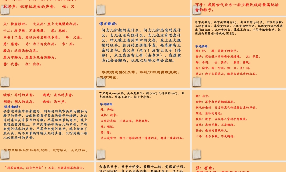 中学七年级语文(木兰辞)课件