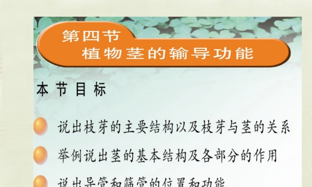 中学七年级生物上册 3.5.4 植物茎的输导功能课件 (新版)苏教版 课件