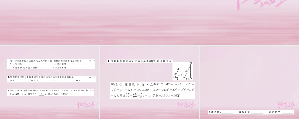 九年级数学上册 341 相似三角形的判定(第4课时)相似三角形的判定定理3练习课件 (新版)湘教版 课件