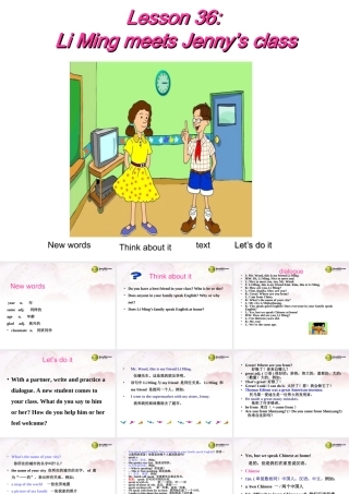 中学七年级英语下册 Lesson 36 Li Ming meets Jenny s class课件 冀教版 课件