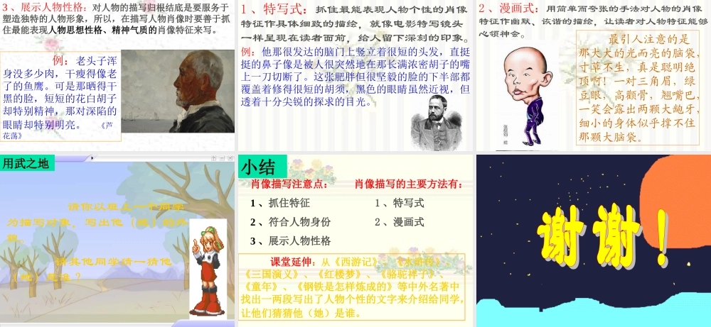 中考作文考前辅导课件 肖像描写指导 课件
