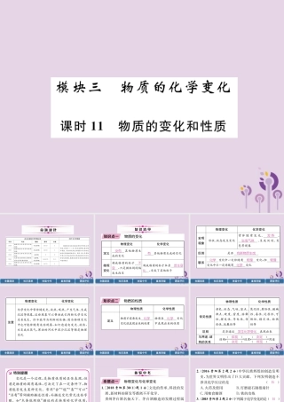 中考化学总复习 第1编 主题复习 模块3 物质的化学变化 课时11 物质的变化和性质(精讲)课件