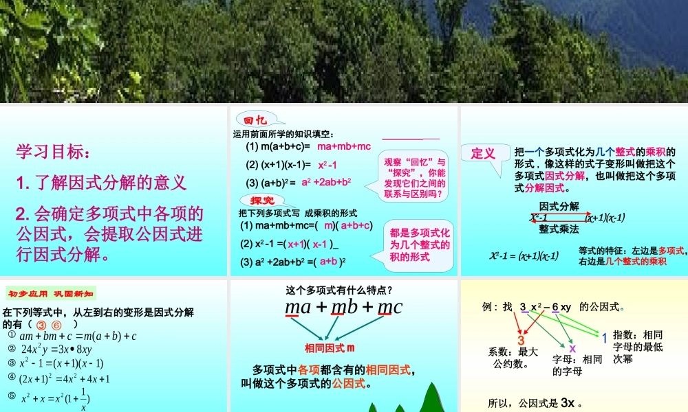 提公因式法分解因式公开课课件