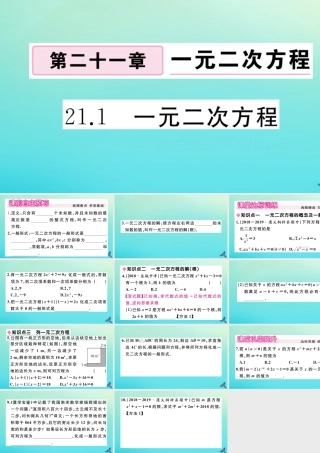 九年级数学上册 第21章 一元二次方程 211 一元二次方程作业课件 (新版)新人教版 课件