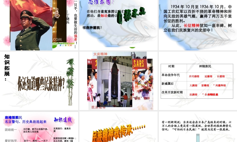 八年级思想品德下册 第四单元 第三节 传承民族精神课件 湘师版 课件