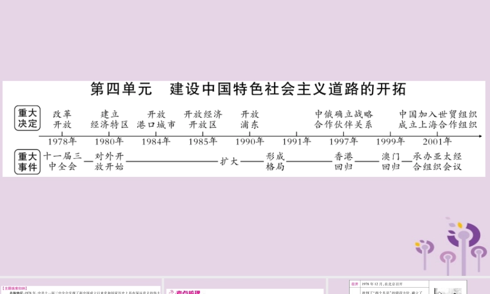 中考历史复习 第一篇 教材系统复习 第3板块 中国现代史 第4单元 建设中国特色社会主义道路的开拓(讲解)课件
