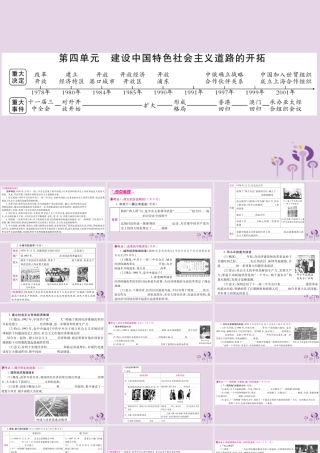 中考历史复习 第一篇 教材系统复习 第3板块 中国现代史 第4单元 建设中国特色社会主义道路的开拓(讲解)课件
