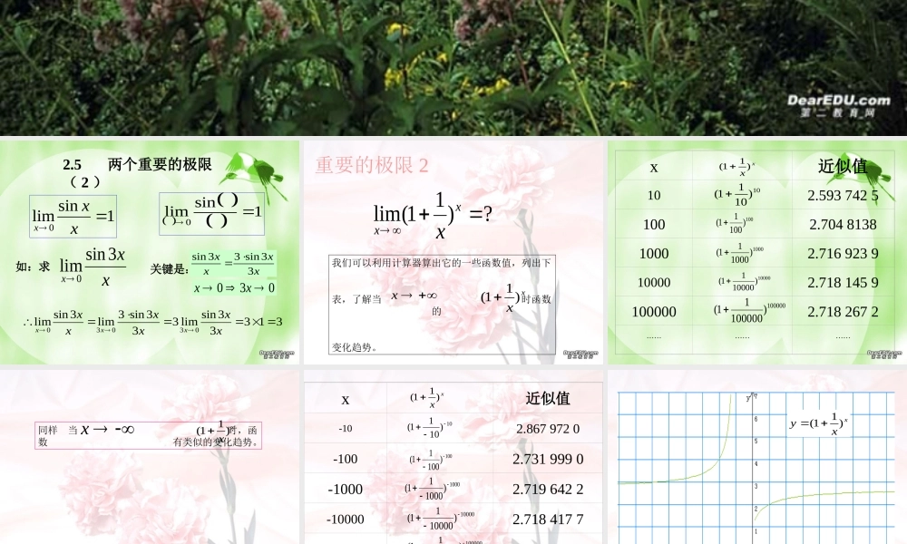 两个重要的极限2 高三数学第二章 极限全章课件 高三数学第二章 极限全章课件