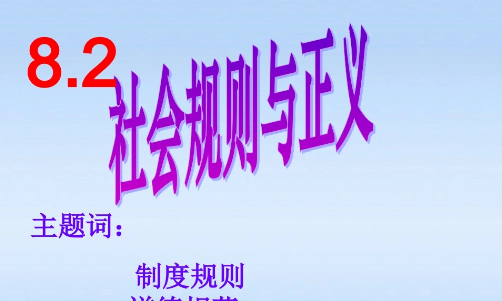 八年级政治下册 8.2社会规则与正义课件 粤教版 课件