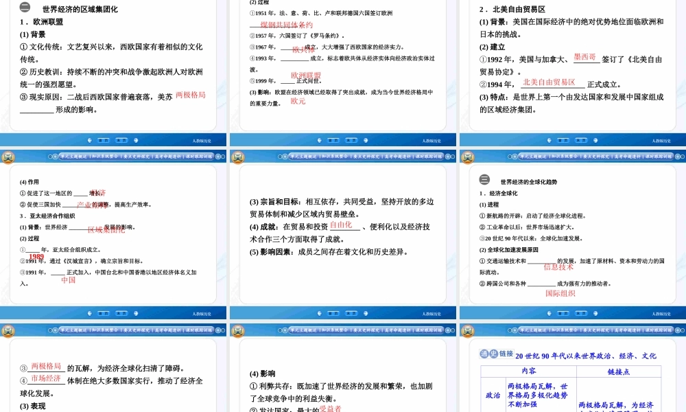 2015届《智慧测评》高考历史大一轮总复习精讲课件（知识系统整合+要点史料探究+高考命题透析）：第十一单元+++世界经济的全球化趋势（43张）