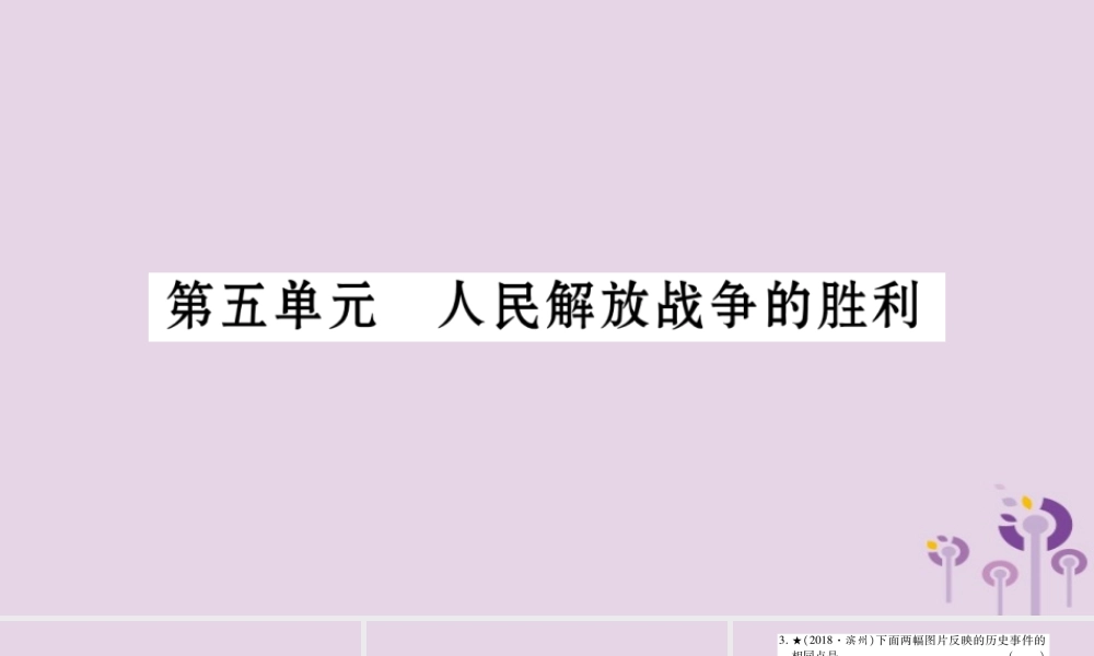 中考历史复习 第一篇 教材系统复习 第2板块 中国近代史 第5单元 人民解放战争的胜利(习题)课件