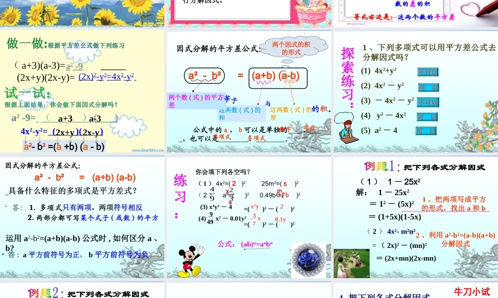 因式分解-平方差公式法