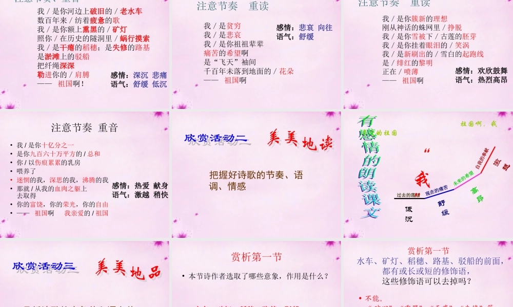 九年级语文下册 3(祖国啊，我亲爱的祖国)课件 新人教版 课件