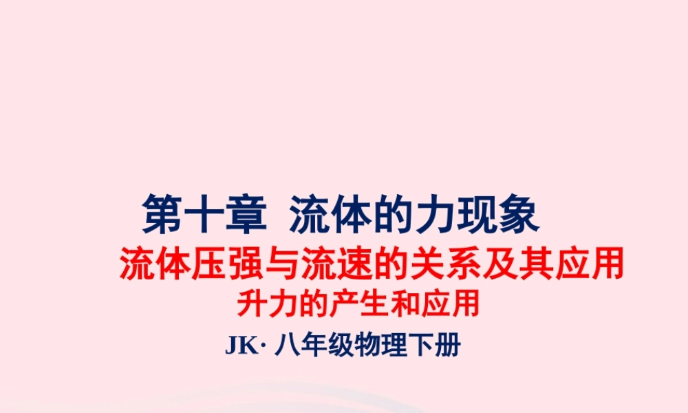 春八年级物理下册 10.1在流体中运动 升力的产生和应用课件 (新版)教科版 课件