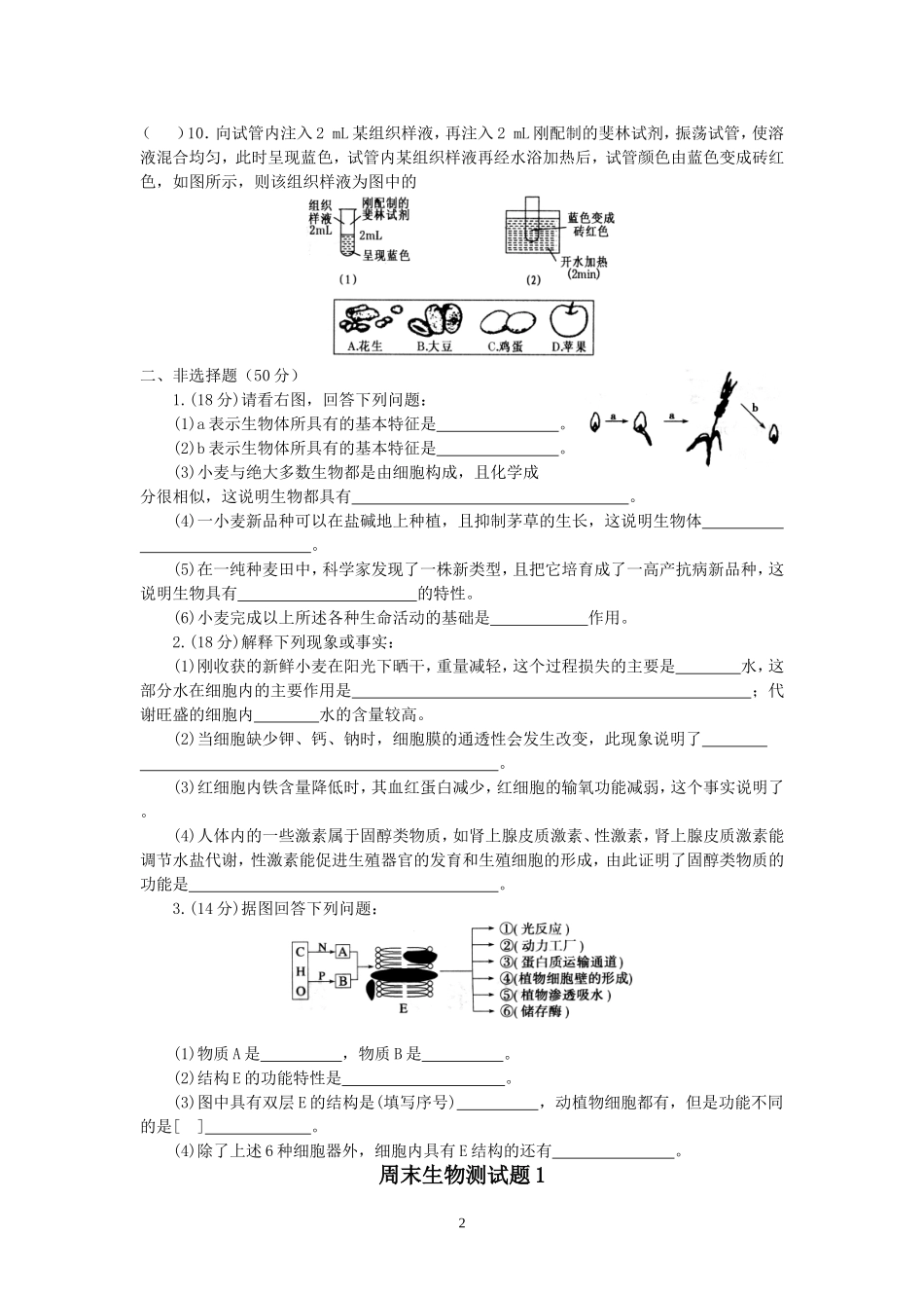 周末生物测试题1_第2页