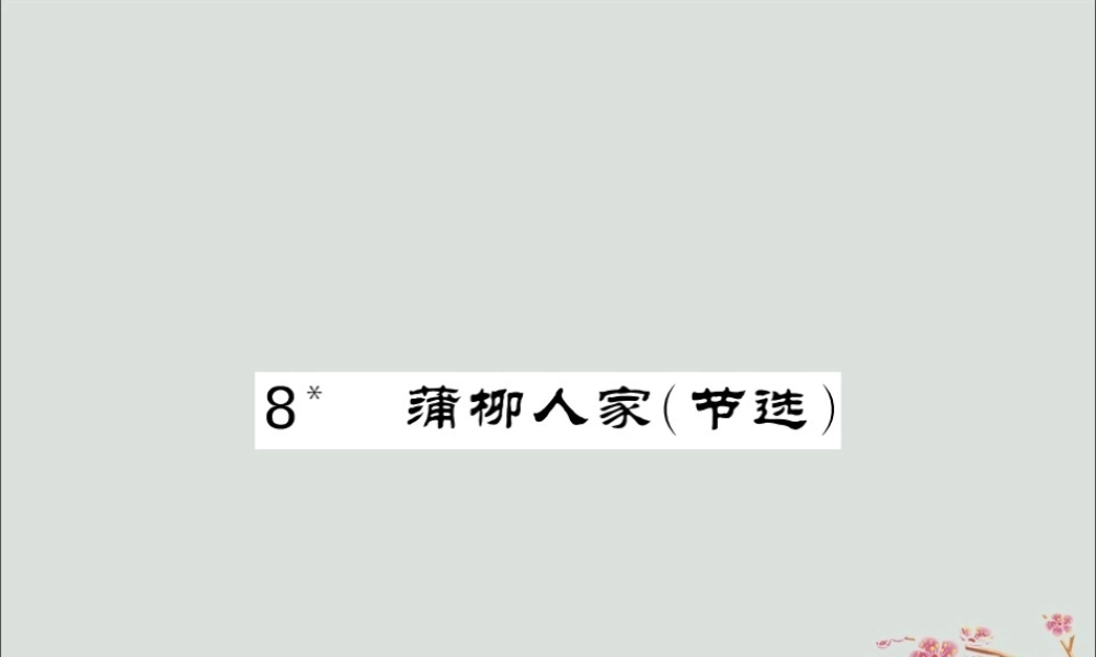 九年级语文下册 第二单元 8(蒲柳人家(节选))课堂过关演练课件 新人教版 课件