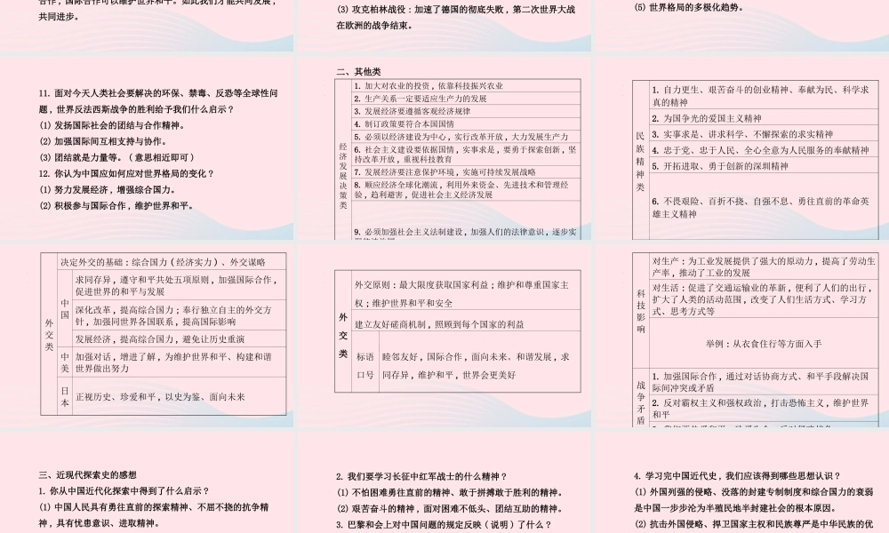 中考历史 专题九 重要历史认识及启示复习课件 北师大版 课件