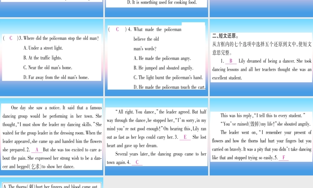 九年级英语全册 Unit 12 Life is full of the unexpected Section A课后作业课堂导练课件(含中考真题)(新版)人教新目标版 课件