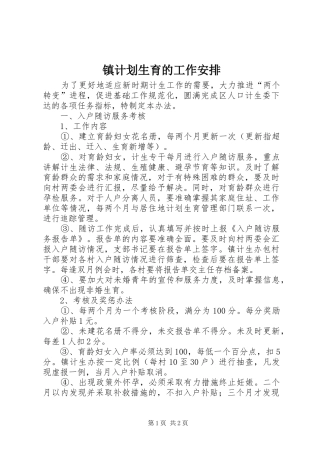 镇计划生育的工作安排